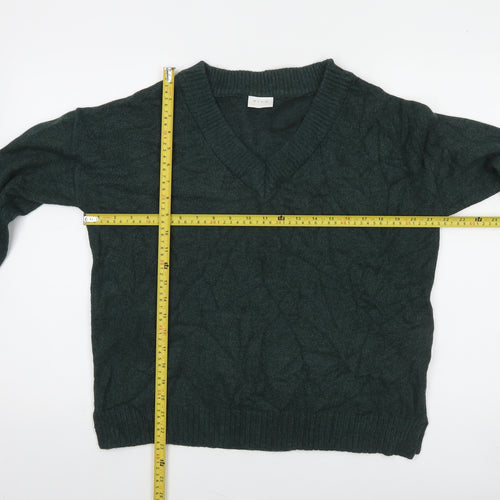 Vila Women Green V-Neck Long Sleeve Pullover Jumper Size S
