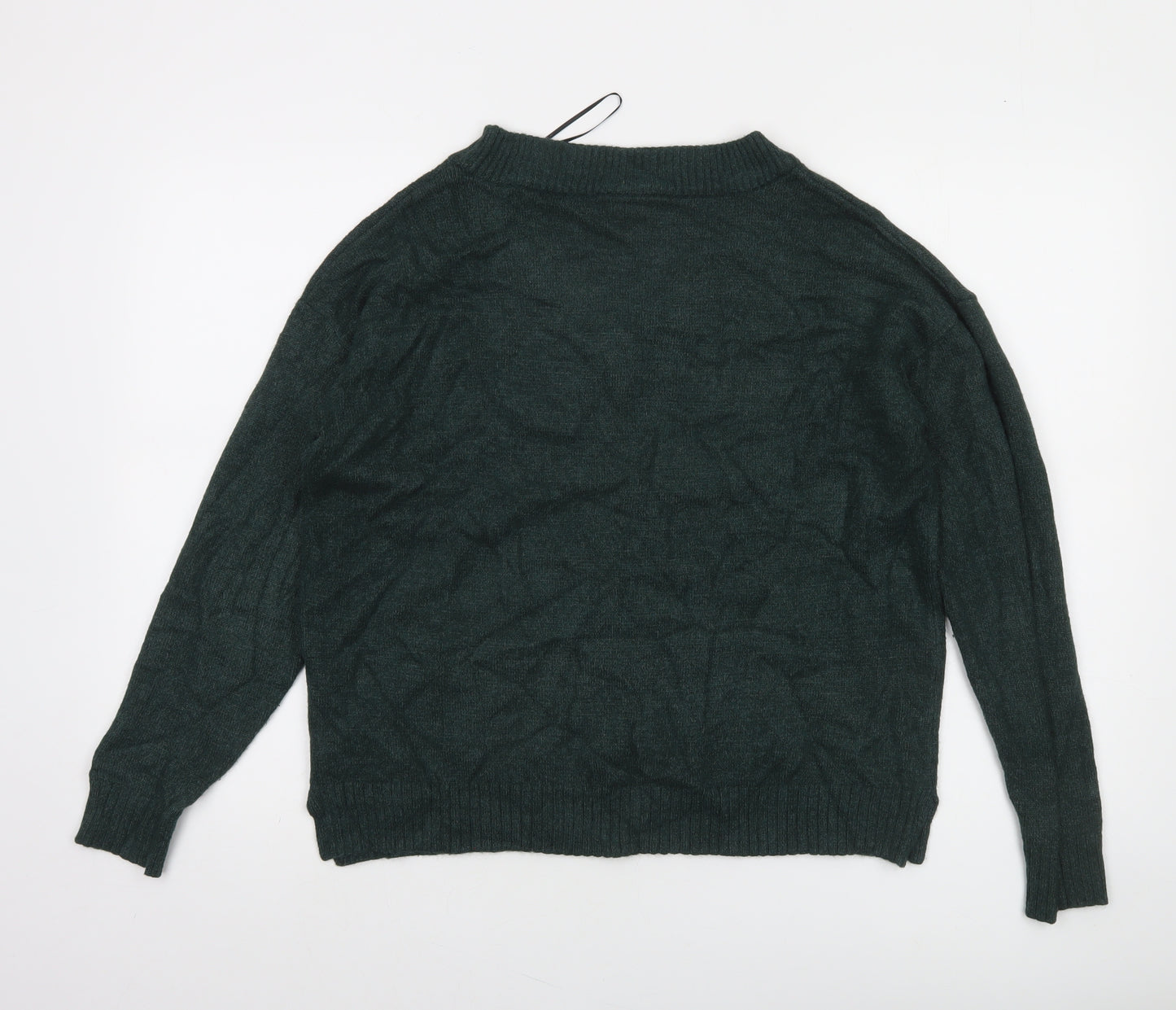 Vila Women Green V-Neck Long Sleeve Pullover Jumper Size S