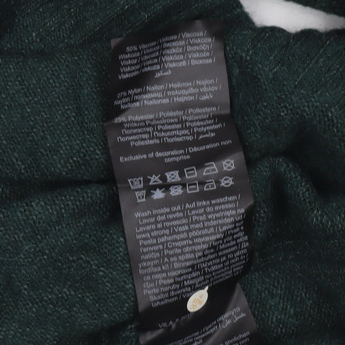 Vila Women Green V-Neck Long Sleeve Pullover Jumper Size S