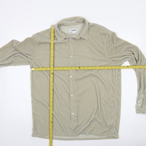 Weekday Women Beige Button-Up Long Sleeve Shirt Size M