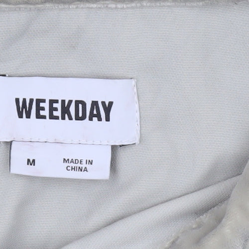 Weekday Women Beige Button-Up Long Sleeve Shirt Size M