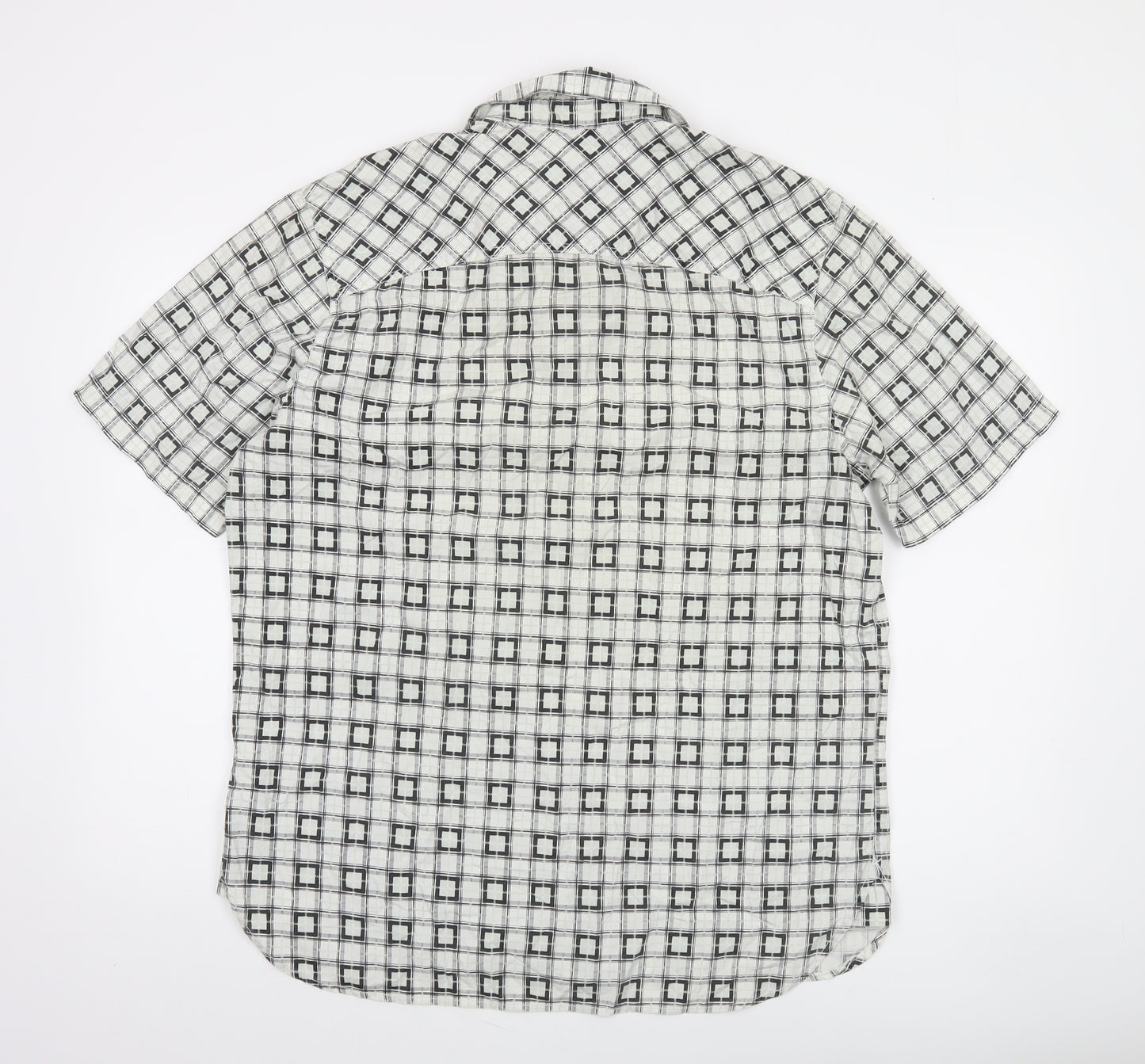 Timberland Men's White Checked Short Sleeve Button-Up Shirt M