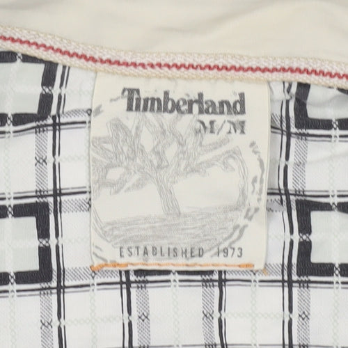 Timberland Men's White Checked Short Sleeve Button-Up Shirt M