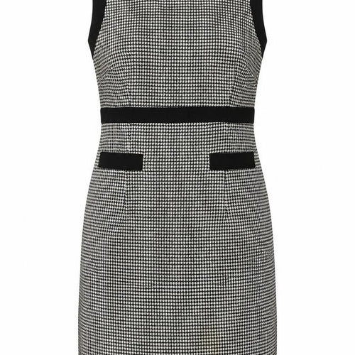 Oasis Women's Black Houndstooth Sheath Dress Size 8 Sleeveless Workwear