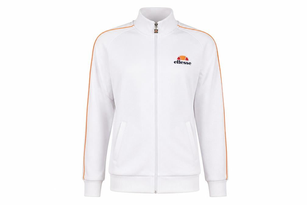 Ellesse Women’s Beige Bomber Jacket UK 10 Full Zip Retro Stripe