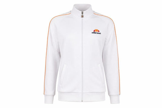 Front view of Ellesse Women’s Beige Bomber Jacket UK 10 Full Zip Retro Stripe