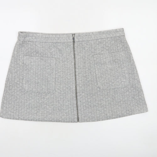 Dunnes Women Grey A-Line Short Skirt Size 18 Stretch Jersey
