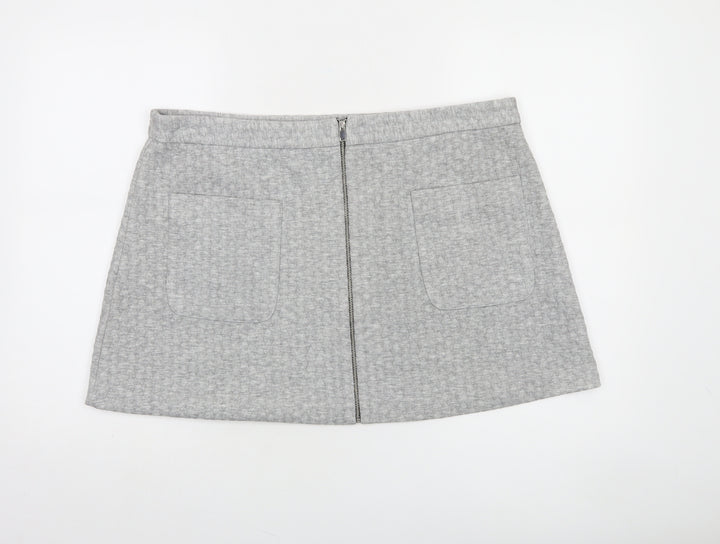 Dunnes Women Grey A-Line Short Skirt Size 18 Stretch Jersey