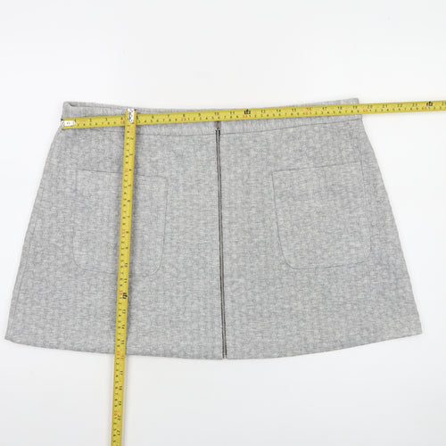 Dunnes Women Grey A-Line Short Skirt Size 18 Stretch Jersey