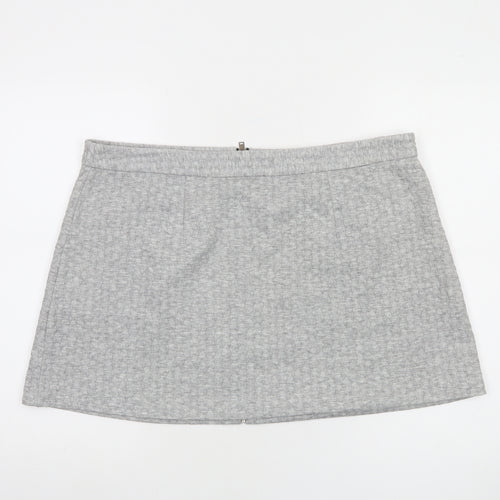 Dunnes Women Grey A-Line Short Skirt Size 18 Stretch Jersey