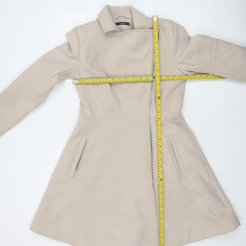 Dunnes Women Beige Mid-Length Zip Coat Size 10