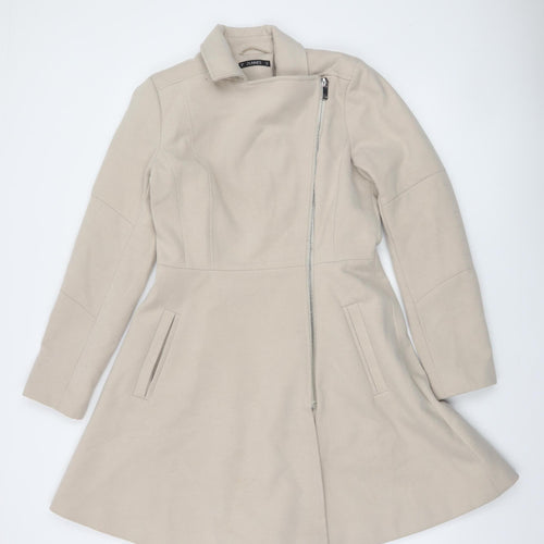 Dunnes Women Beige Mid-Length Zip Coat Size 10