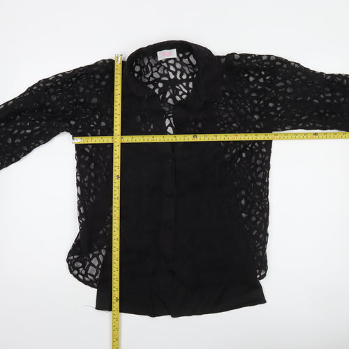 Savida Women’s Black Lace 3/4 Sleeve Collared Blouse Size 12