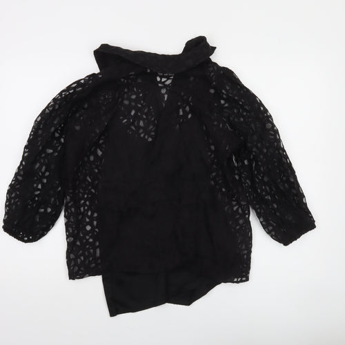 Savida Women’s Black Lace 3/4 Sleeve Collared Blouse Size 12