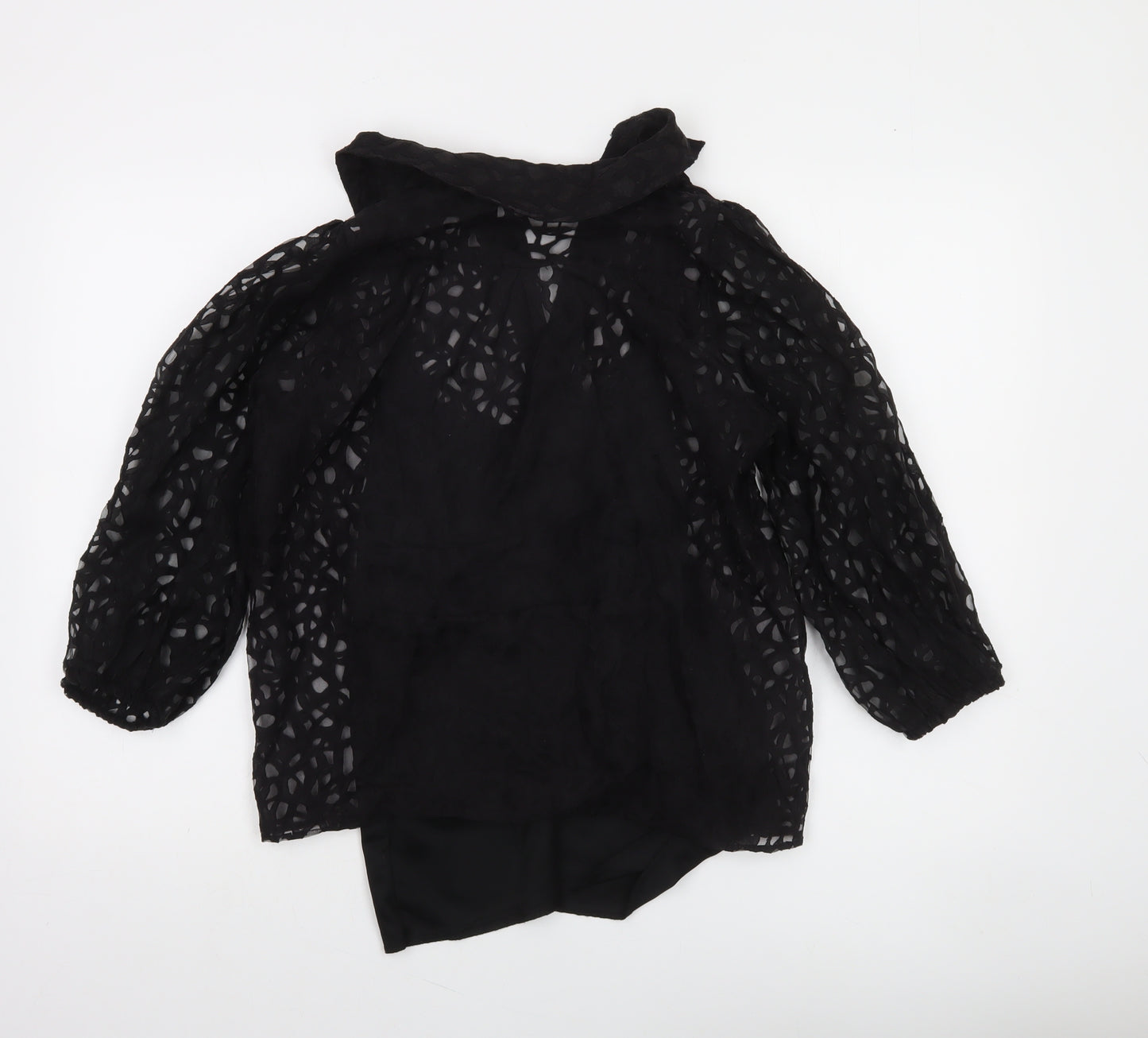 Savida Women’s Black Lace 3/4 Sleeve Collared Blouse Size 12