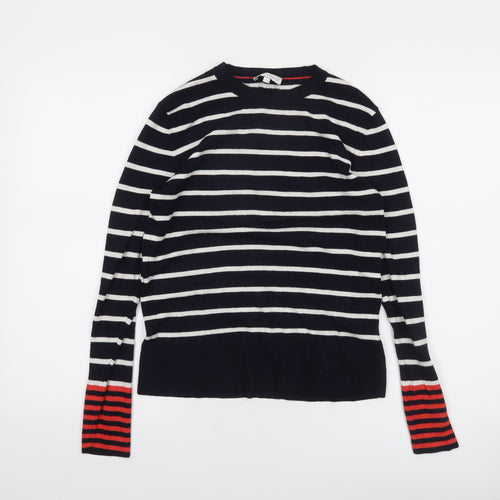 Warehouse Women’s Blue Striped Crew Neck Long Sleeve Pullover Jumper Size 12