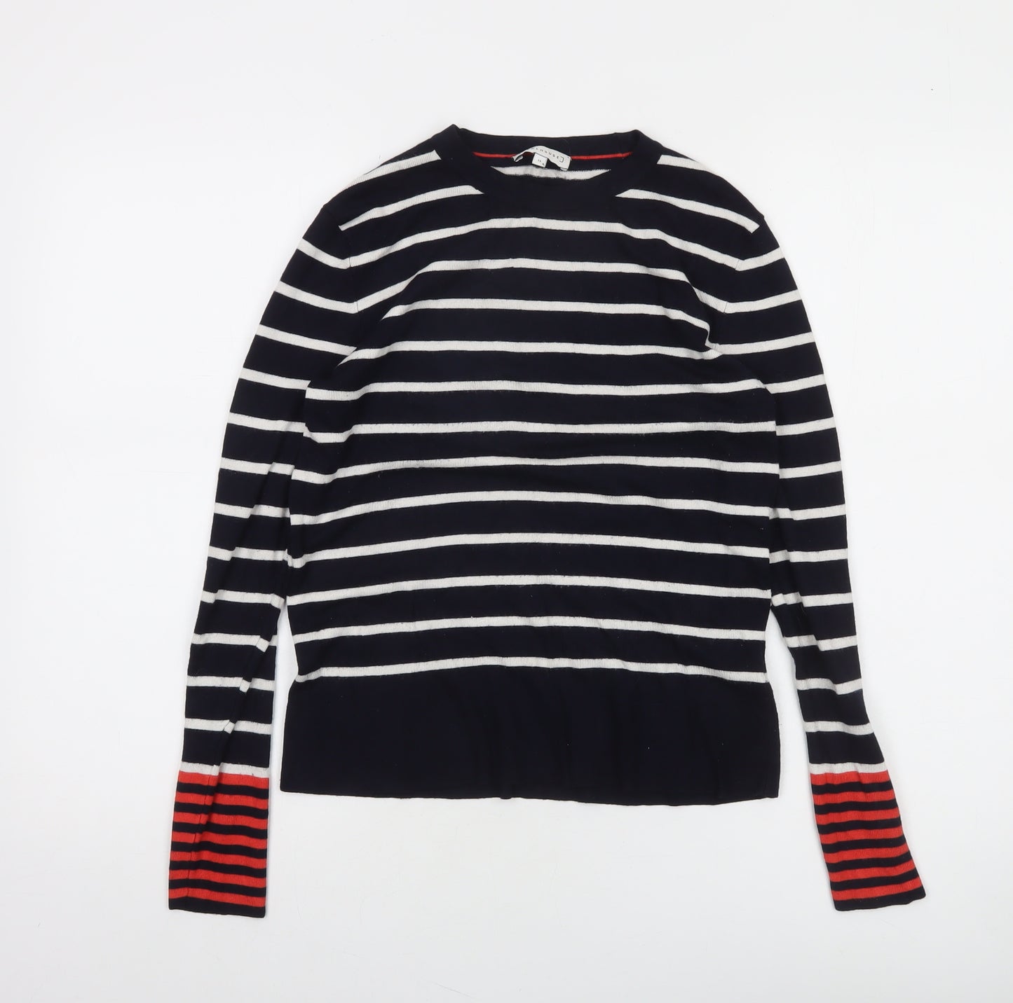 Warehouse Women’s Blue Striped Crew Neck Long Sleeve Pullover Jumper Size 12