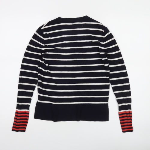 Warehouse Women’s Blue Striped Crew Neck Long Sleeve Pullover Jumper Size 12