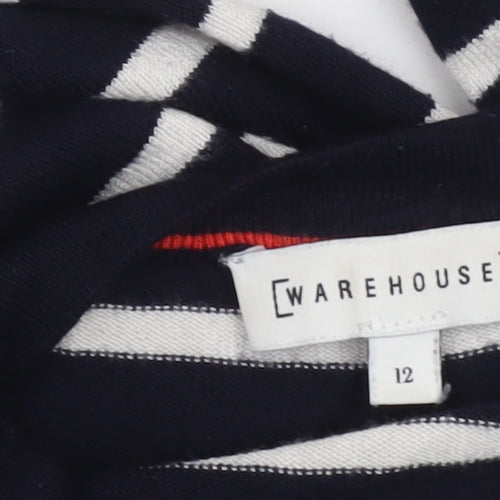 Warehouse Women’s Blue Striped Crew Neck Long Sleeve Pullover Jumper Size 12