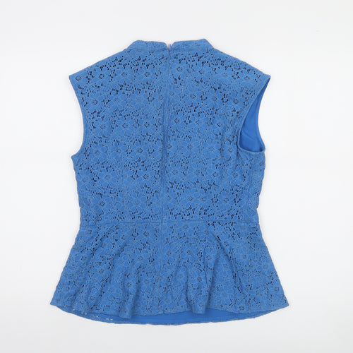 Oasis Womens Blue Lace Peplum Sleeveless Blouse Size 4