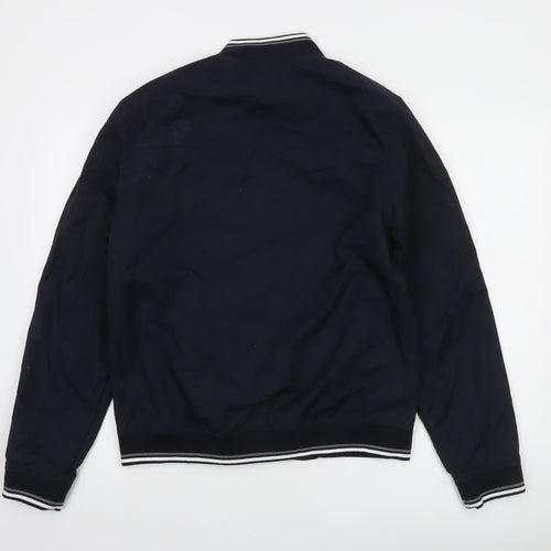 Next Mens Blue Bomber Jacket M Regular Cotton Nylon Zip Up