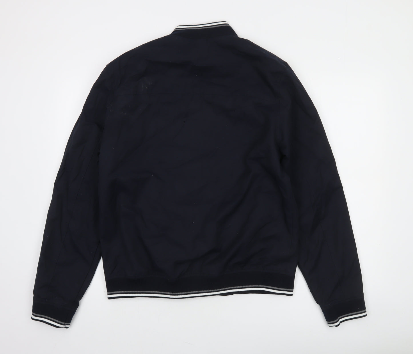 Next Mens Blue Bomber Jacket M Regular Cotton Nylon Zip Up