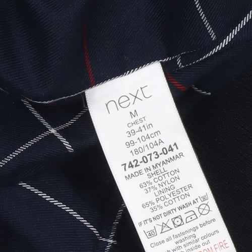 Next Mens Blue Bomber Jacket M Regular Cotton Nylon Zip Up