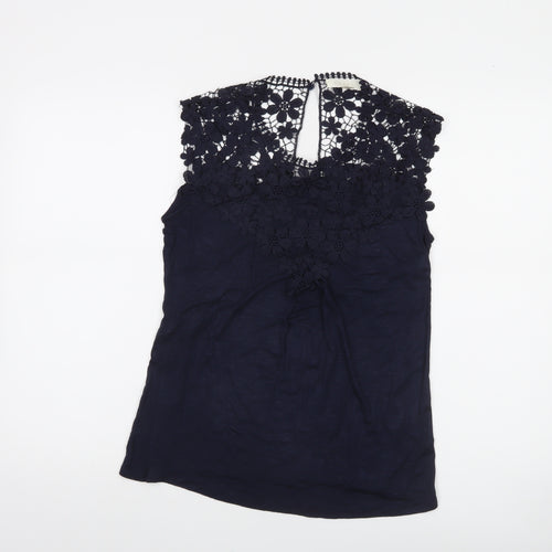 ADIVA Women’s Blue Lace Crochet Sleeveless Blouse Size S