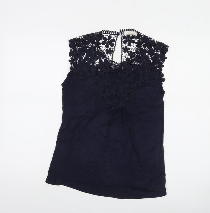 ADIVA Women’s Blue Lace Crochet Sleeveless Blouse Size S