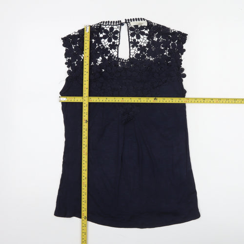 ADIVA Women’s Blue Lace Crochet Sleeveless Blouse Size S