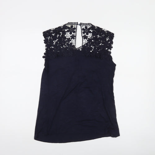 ADIVA Women’s Blue Lace Crochet Sleeveless Blouse Size S