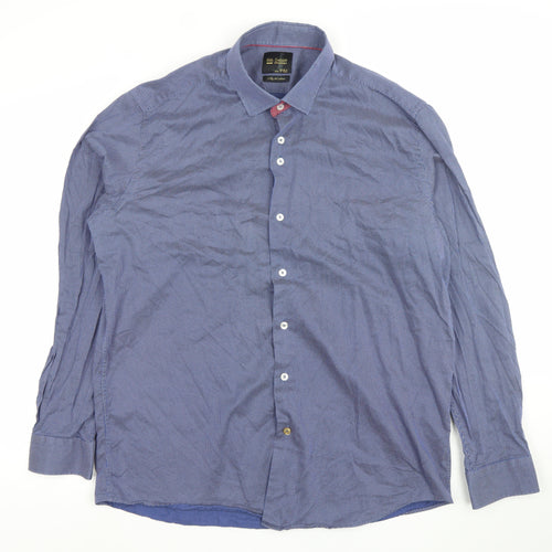 6th Sense Men’s Blue XXL Button-Up Cotton Long Sleeve Shirt