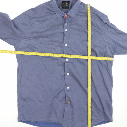 6th Sense Men’s Blue XXL Button-Up Cotton Long Sleeve Shirt