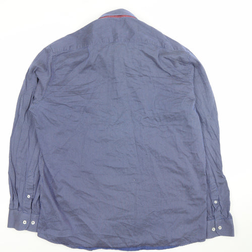 6th Sense Men’s Blue XXL Button-Up Cotton Long Sleeve Shirt