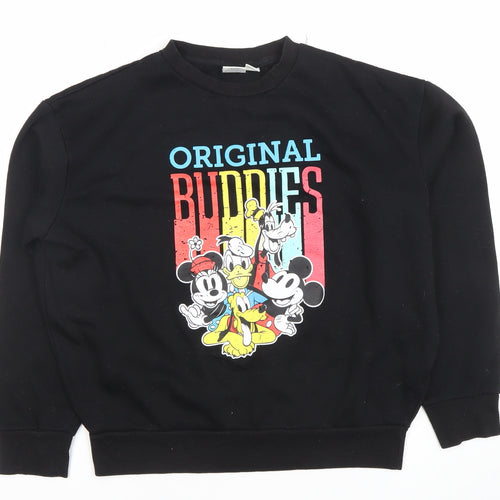Disney Women Black Sweatshirt Size 10/12 Mickey Friends Original Buddies