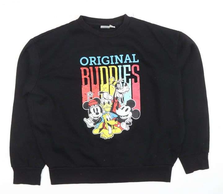 Disney Women Black Sweatshirt Size 10/12 Mickey Friends Original Buddies