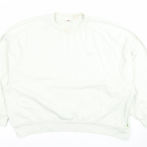 Levi's Womens White Cotton Crew Neck Long Sleeve Pullover Sweatshirt L