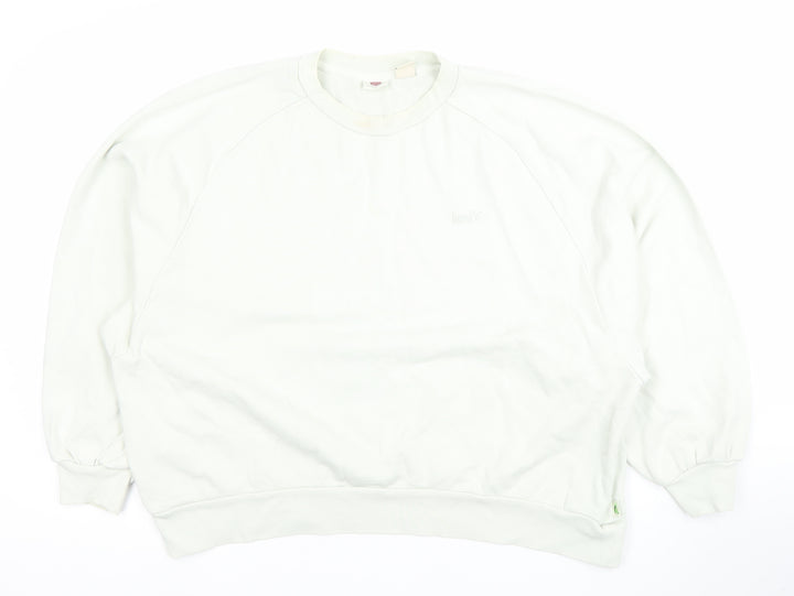 Levi's Womens White Cotton Crew Neck Long Sleeve Pullover Sweatshirt L