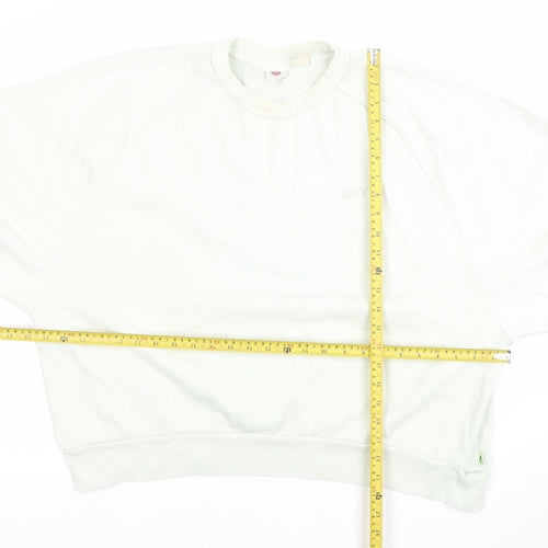 Levi's Womens White Cotton Crew Neck Long Sleeve Pullover Sweatshirt L
