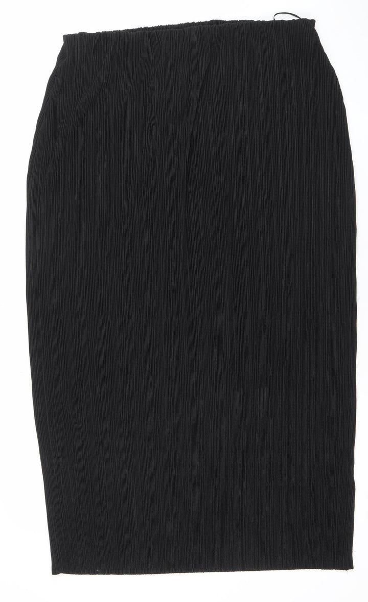 Savior Women Black XL Pleated Midi Skirt All Seasons