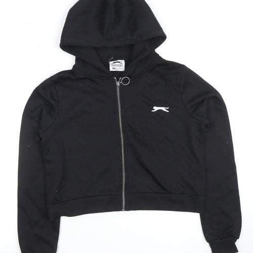 Slazenger Womens Black Cropped Zip Hooded Jacket Size 8