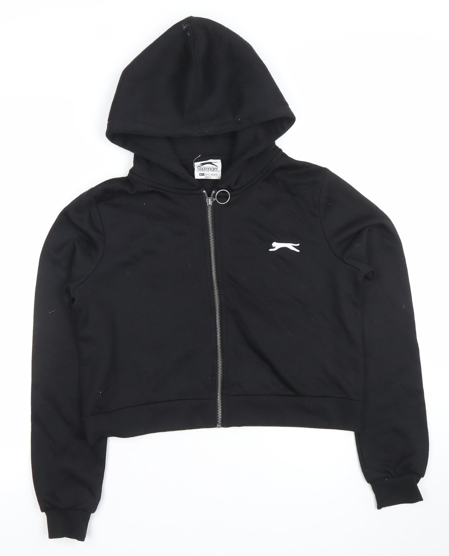Slazenger Womens Black Cropped Zip Hooded Jacket Size 8