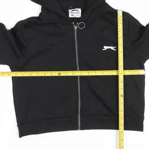 Slazenger Womens Black Cropped Zip Hooded Jacket Size 8