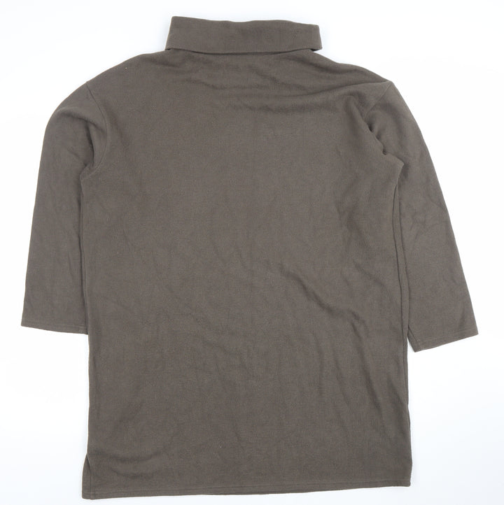 Marks and Spencer Womens Brown Roll Neck 3/4 Sleeve Pullover Sweatshirt Size 14