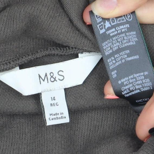 Marks and Spencer Womens Brown Roll Neck 3/4 Sleeve Pullover Sweatshirt Size 14