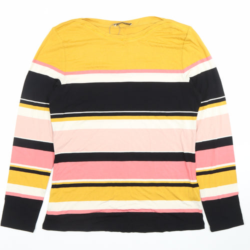 Oasis Womens Multicoloured Striped Long Sleeve Jersey T-Shirt L