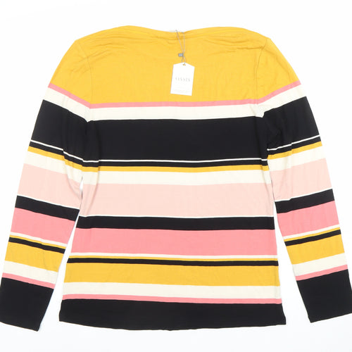 Oasis Womens Multicoloured Striped Long Sleeve Jersey T-Shirt L