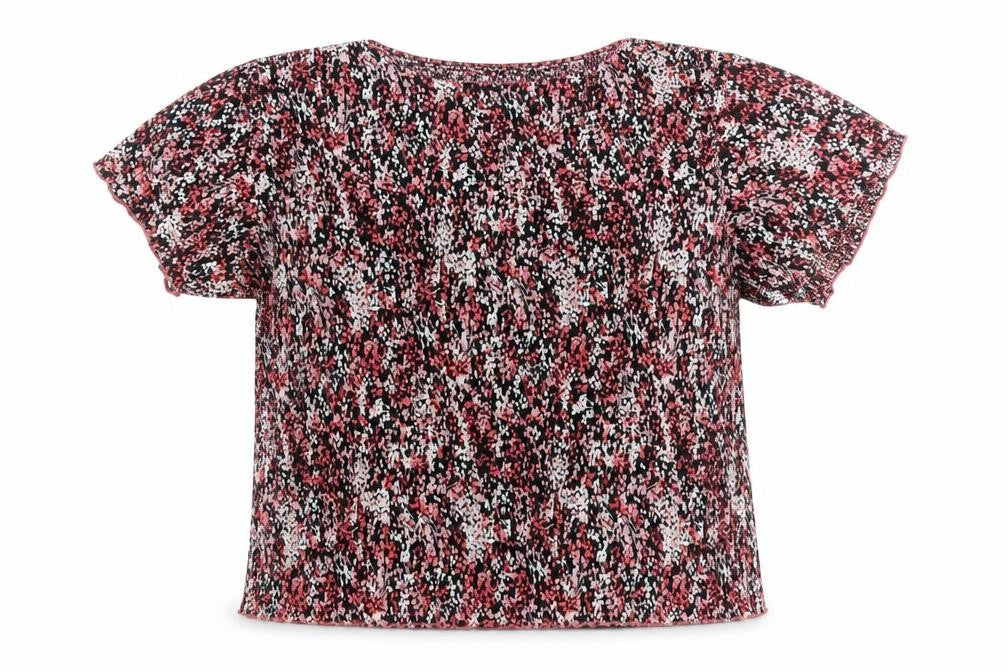 Front view of Bassini women’s multicoloured floral short sleeve blouse, size UK 22