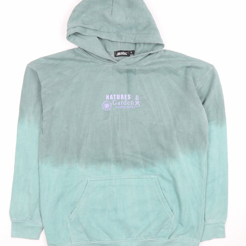 SHOK Men's Green Pullover Hoodie Small Nature Graphic Print