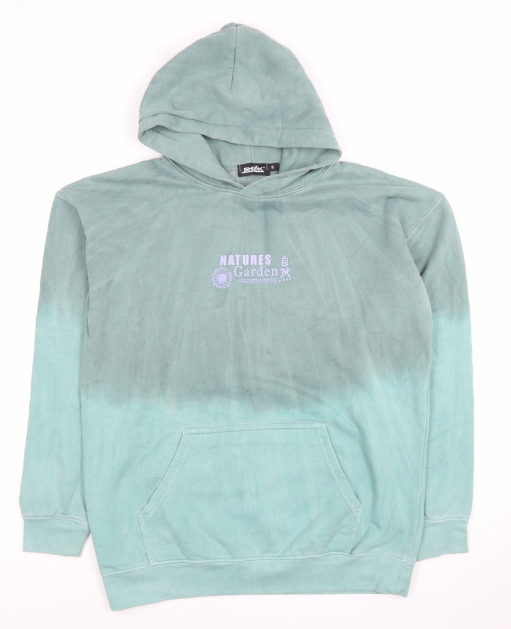 SHOK Men's Green Pullover Hoodie Small Nature Graphic Print